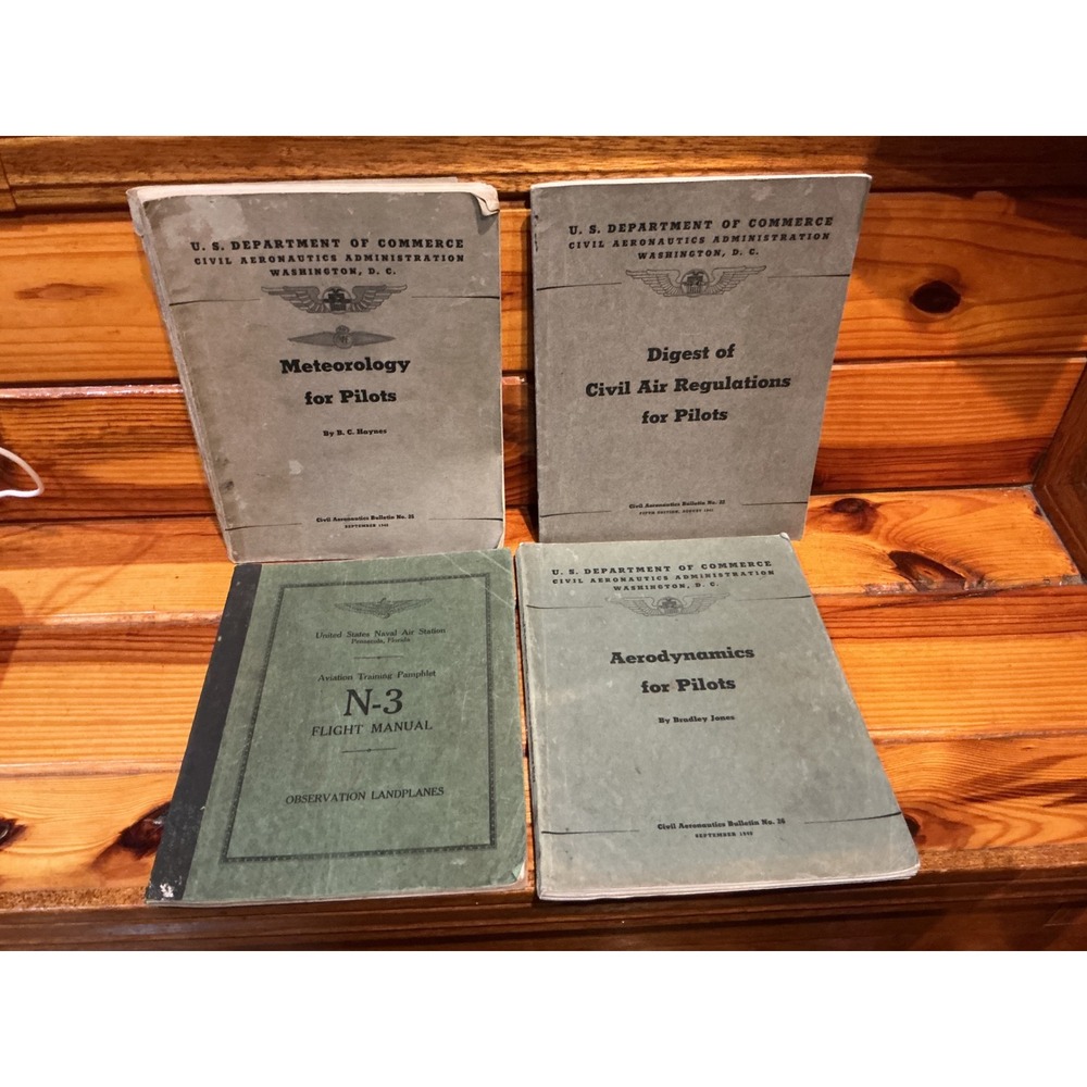 Vintage 1940sWWII Aviation Pilot Manuals Aerodynamics Meteorology N-3 Flight Lot